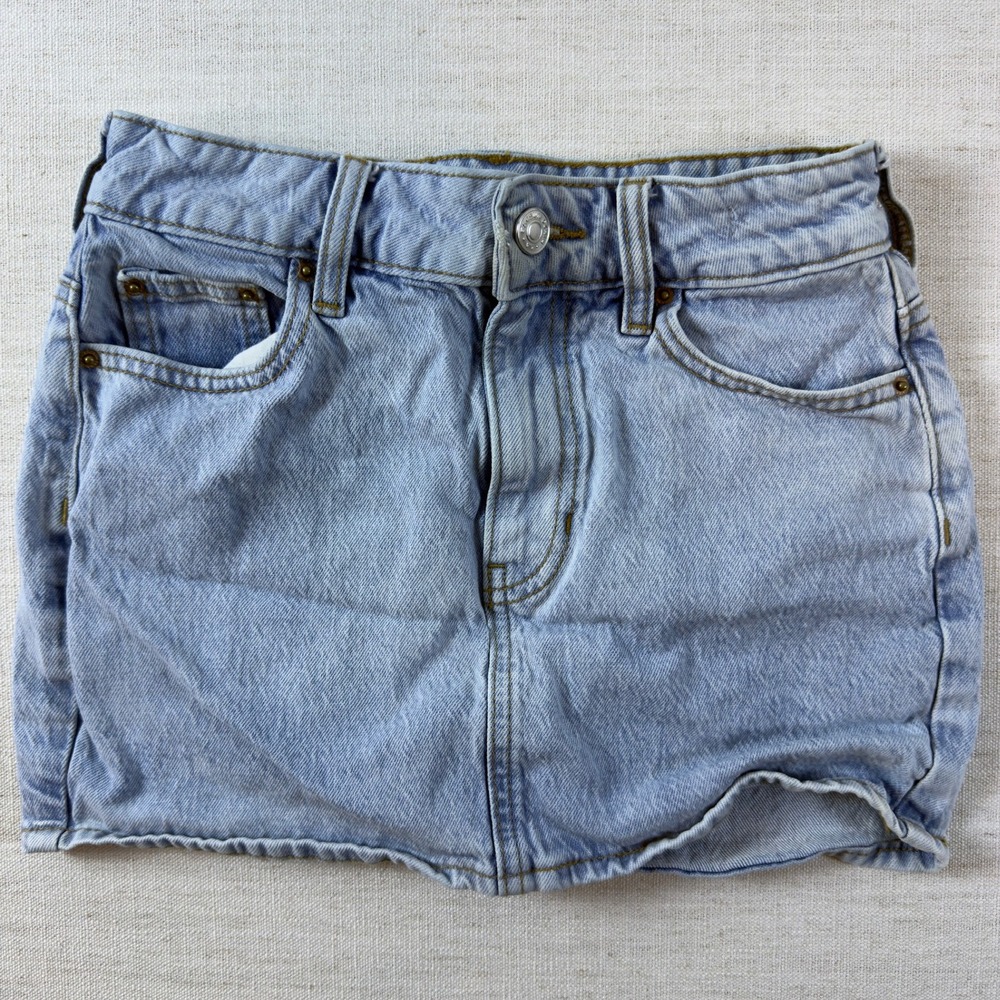 PacSun Bella Mid-Rise Denim Mini Skirt Light Wash 23